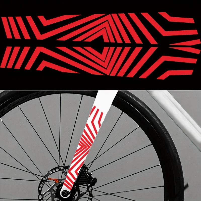 1 SET Rote/Holografische Geometrische Muster Fahrrad-Vinyl-Aufkleber - Dekorativ für Fahrradrahmen & Rad DIY-Styling