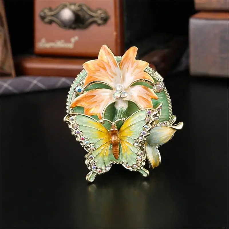 

Decorative Enamel Jewelry Organizers Stainless Steel Structure With Spacious Compartments And Smooth Lid Mechanism 964A