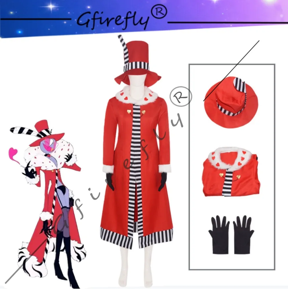 

Hazbin Hotel Valentino Cosplay Costume Same Red Coat Accessory Wig Set As Anime Characters Halloween Stage Performance Costume
