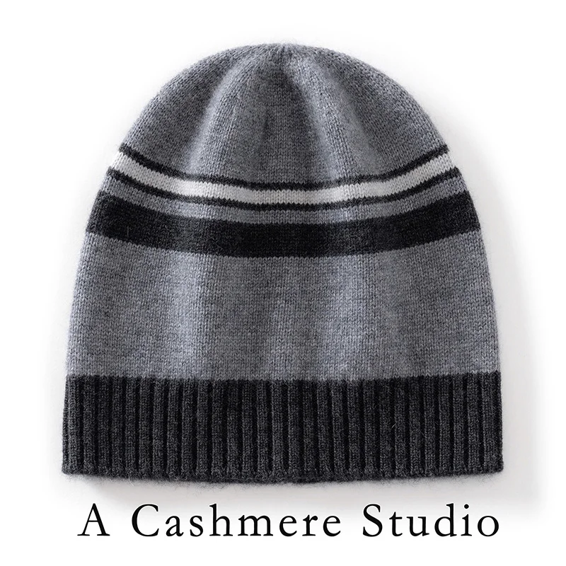 Winter New High-Quality Cashmere Unisex Striped Hat Outdoor Warm Knitted Threaded Beanie Casual Hats For Men and Women