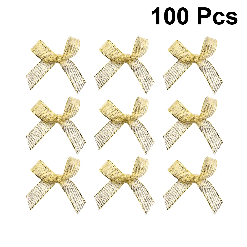 100 Pcs Gold and for Crafts Gift Decor Bownots Hanging Bowknot Ornament