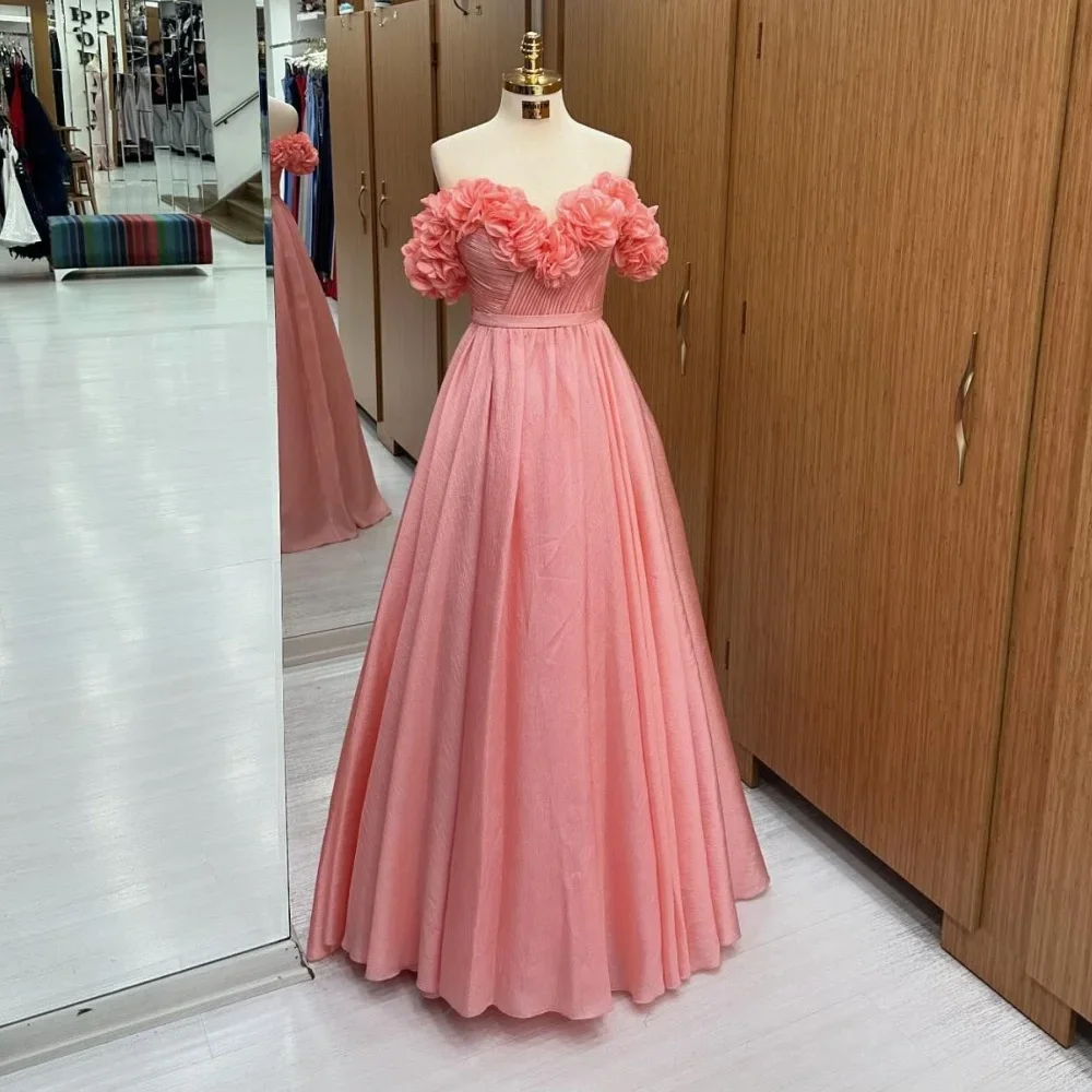 

Customized Formal Gown Prom Dearin Sweetheart A-line Floor Length Skirts Draped 3D Flower Bespoke Occasion Dresses Evening Dre