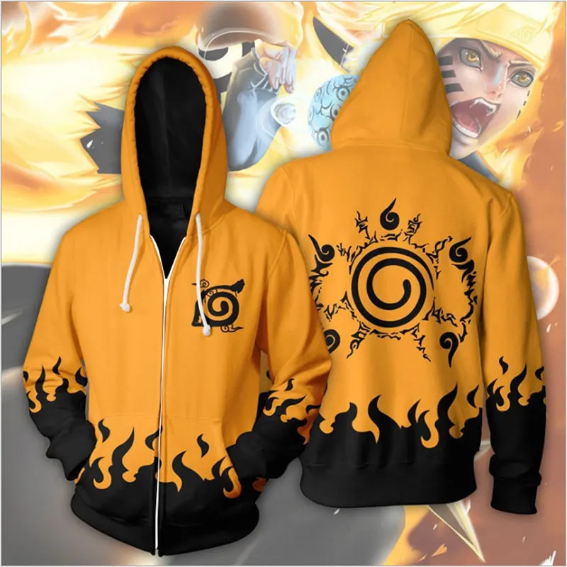 Naruto Zipper Hoodies Akatsuki Sasuke Uzumaki3d Printing Cosplay Hoodies Casual Man Women Japanese Anime Sweatshirts