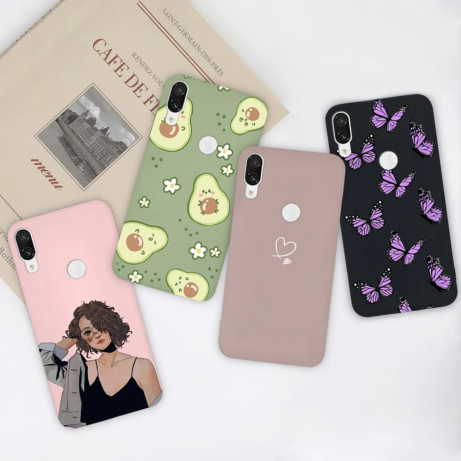 For Xiaomi Redmi Note 7 Pro 7S Phone Case Matte Fashion Avocado Daisy Pattern Soft Silicone Back Cover For Redmi Note 7 Pro 7S