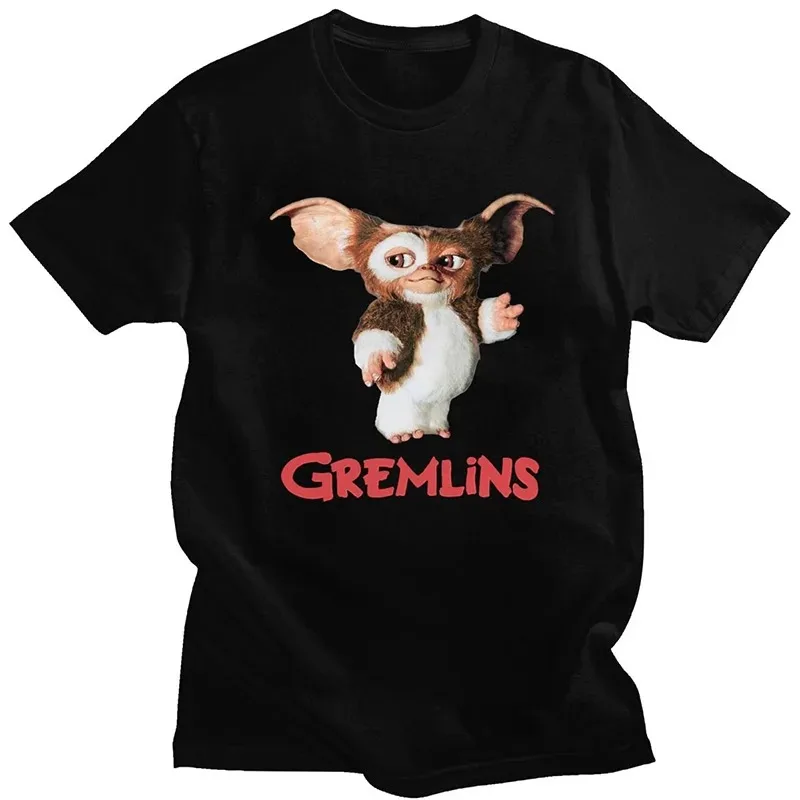 Funny Gremlins Gizmo T Shirt Men Soft Cotton T-shirt Short Sleeved 80s Movie Tshirt Mogwai Monster Tees Gift Harajuku Streetwear