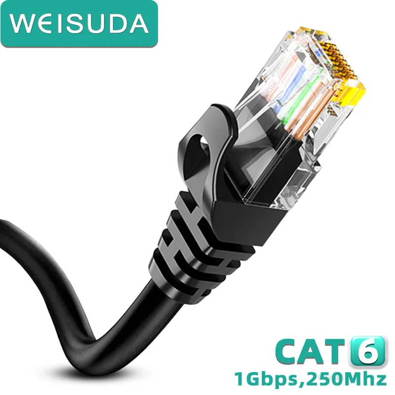 

Cat6 Ethernet Cable Round Black 26AWG High Speed LAN Patch Cord Outdoor RJ45 Cable 50m 30m 10m 5m 1m for Router Modem PC Laptop