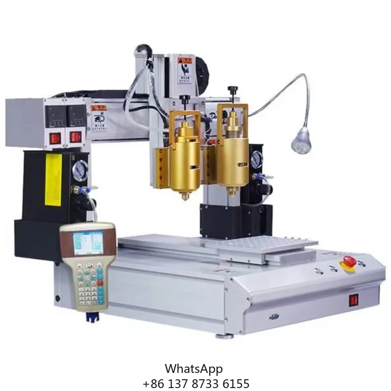 

Mini Double Head Hot Melt Glue Dispensing Machine 220V PLC Core For Manufacturing Plants Including Motor Engine Gear Pump