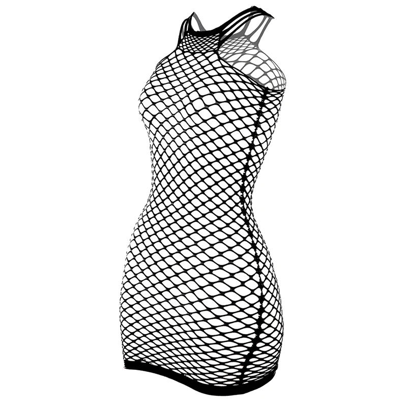 Fishnet Women Sexy Beach Cover Up Dress Women Stretch See Through Sleeveless without Bikini Swimsuit Cover up Mini Beachwea image 4