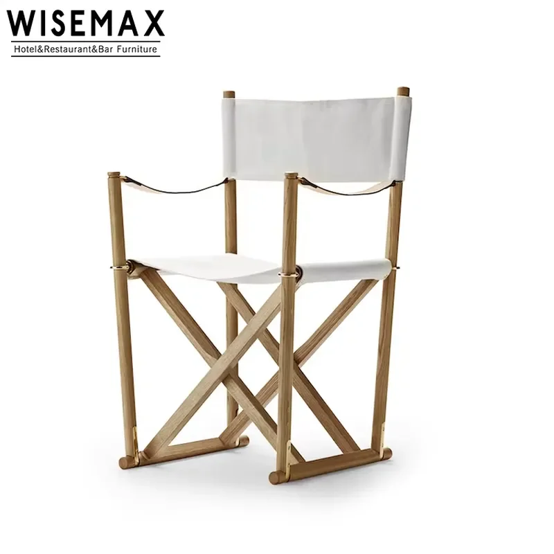 WISEAMX FURNITURE Hotel Outdoor Furniture White Camping Folding Chair Chaise Fabric Leisure Chair Foldable Garden Chair