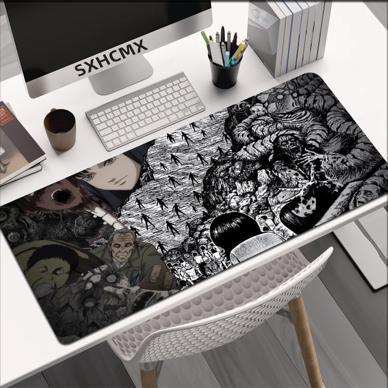 Horror Desk Mouse Pad HD Large Mouse Pad Junji Ito Tees Desk Pad Extended Gaming Keyboard Mats Large XXL Gamer Mousepad 900x400