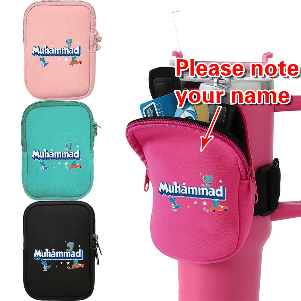 Personalized Customized Name Water Bottle Bag Sports Kettle Accessory Elastic Bottle Sleeve Outdoor Sports Phone Pocket Bags
