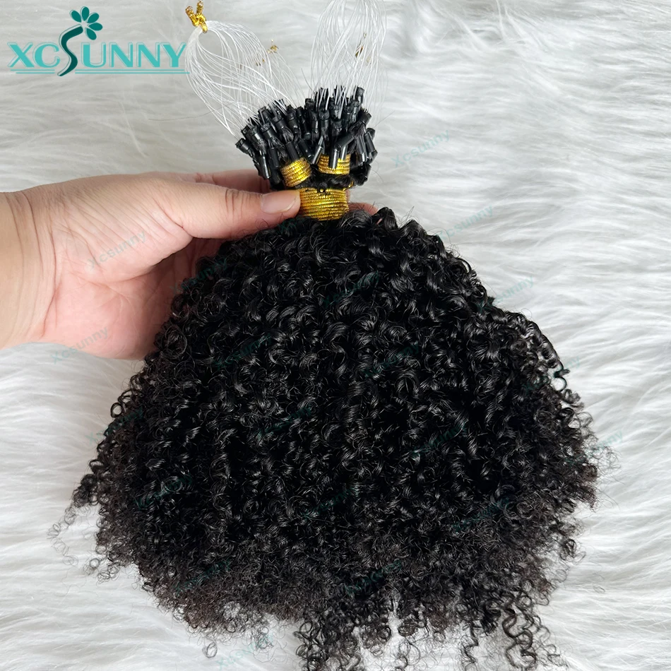 

Afro Kinky Curly Microlink Human Hair Extension 4C Micro Ring Extensions Human Hair Micro Bead Human Hair Extensions 12-26inch