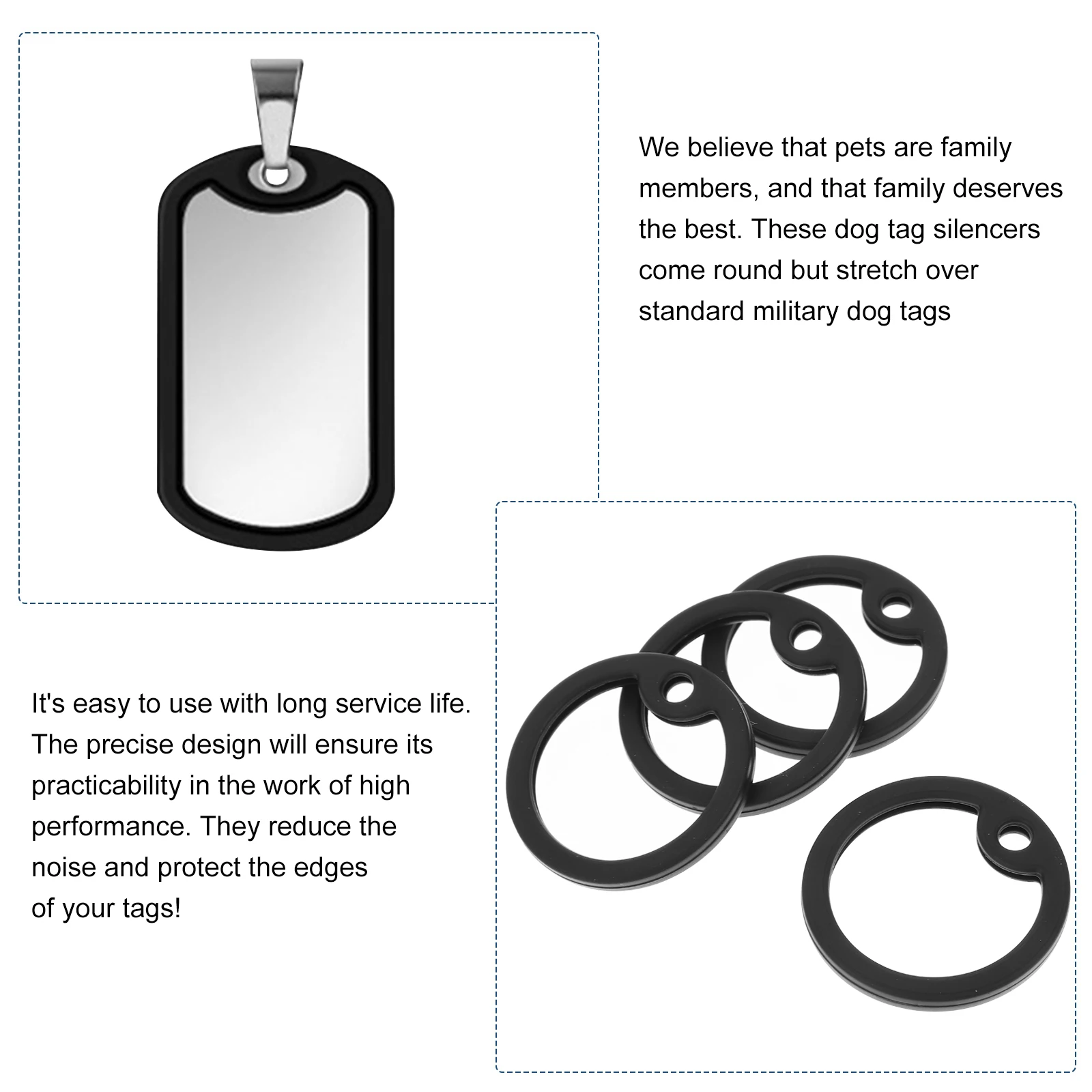 

4 pcs Dog ID Tag Silent Silicone Pet Silencers Durable Thick Material Reduce Noise Protect Edges Dog Accessories Travel