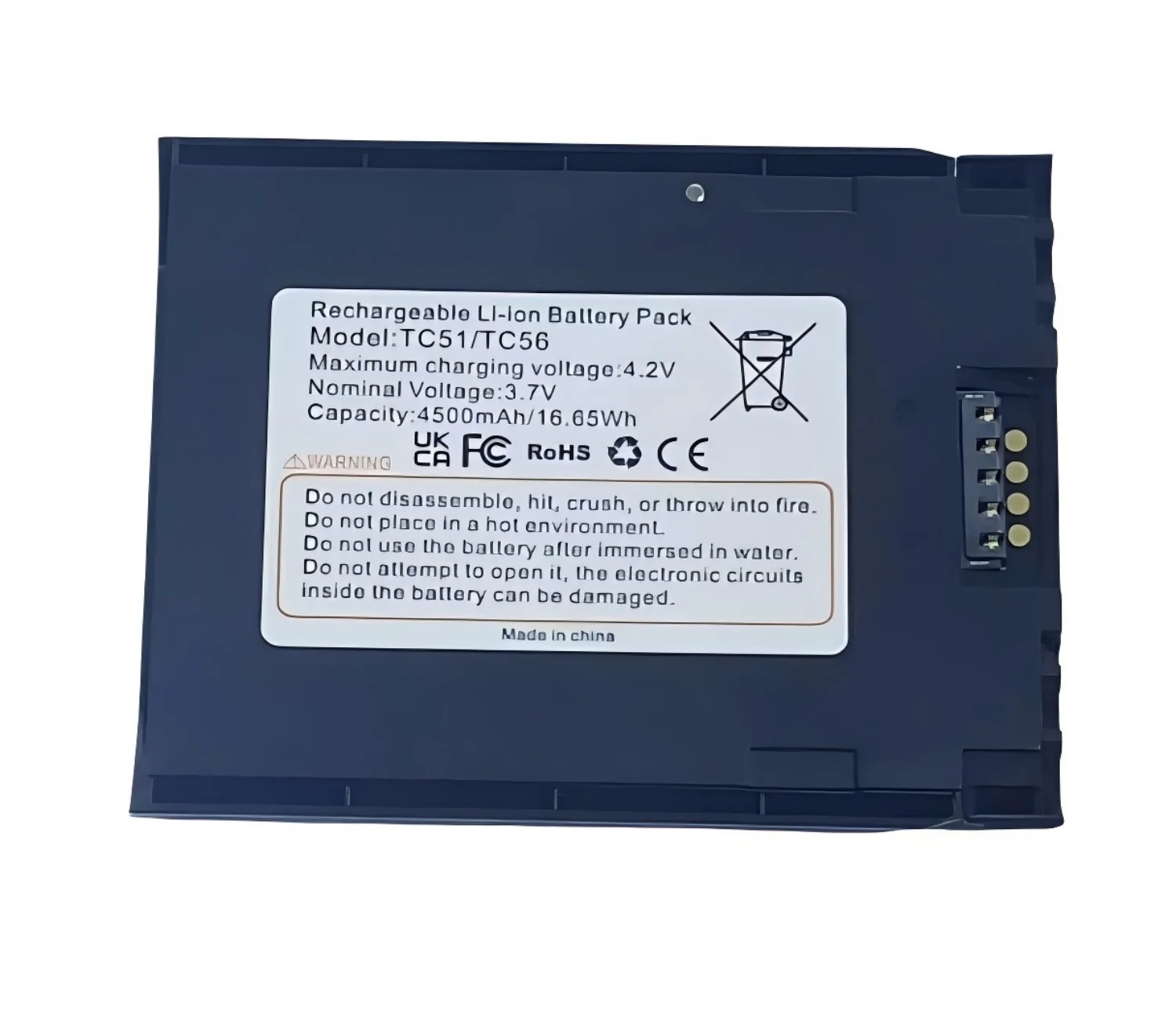 Replacement 3.7V 4500mAh Li ion Battery for TC51 TC56 Barcode Scanner, 16.65Wh High Capacity Spare Power Supply