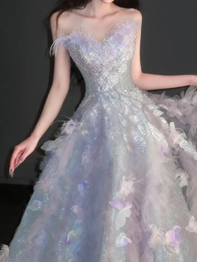 Элегантное вечернее платье для выпускного вечера с блестящими пайетками и аппликацией на пуговицах и бисером Платье для выпускного вечера Свадебные платья на шнуровке сзади