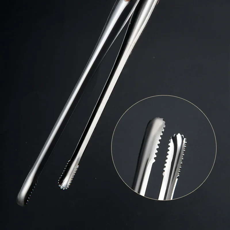 Stainless Steel Barbecue Tongs Fine Handled Toothed Anti Slip Barbecue Tongs Metal Extended Barbecue Tongs Kitchen Accessories