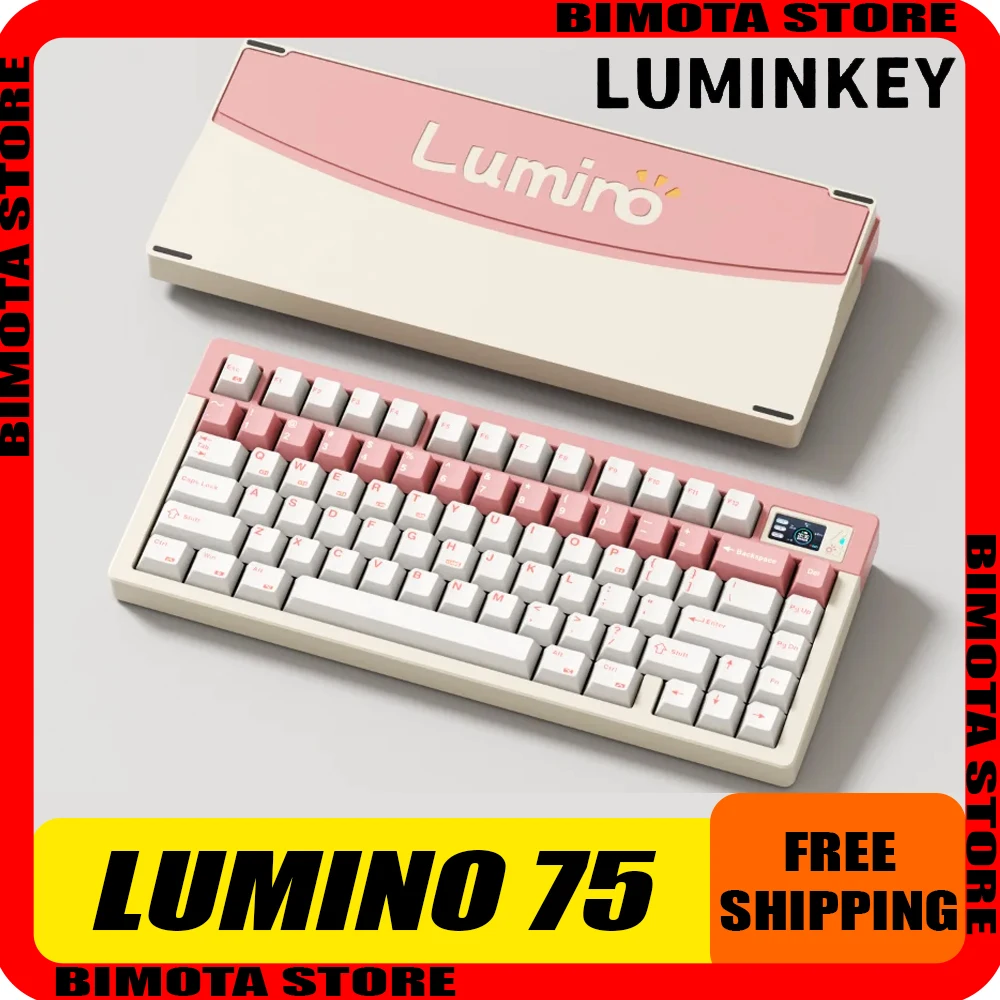 

New Luminkey Lumino75 Keyboard Aluminum Alloy Tri mode Gaming Mechanical Keyboard Support Via E-Sports Customized Desktop Office