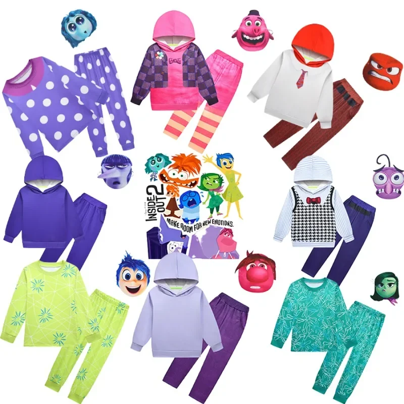 2 pezzi set inside out 2 Joy Costume Cosplay ragazzi ragazze abbigliamento set con maschera bambini cartoon anime per regalo di compleanno di Halloween