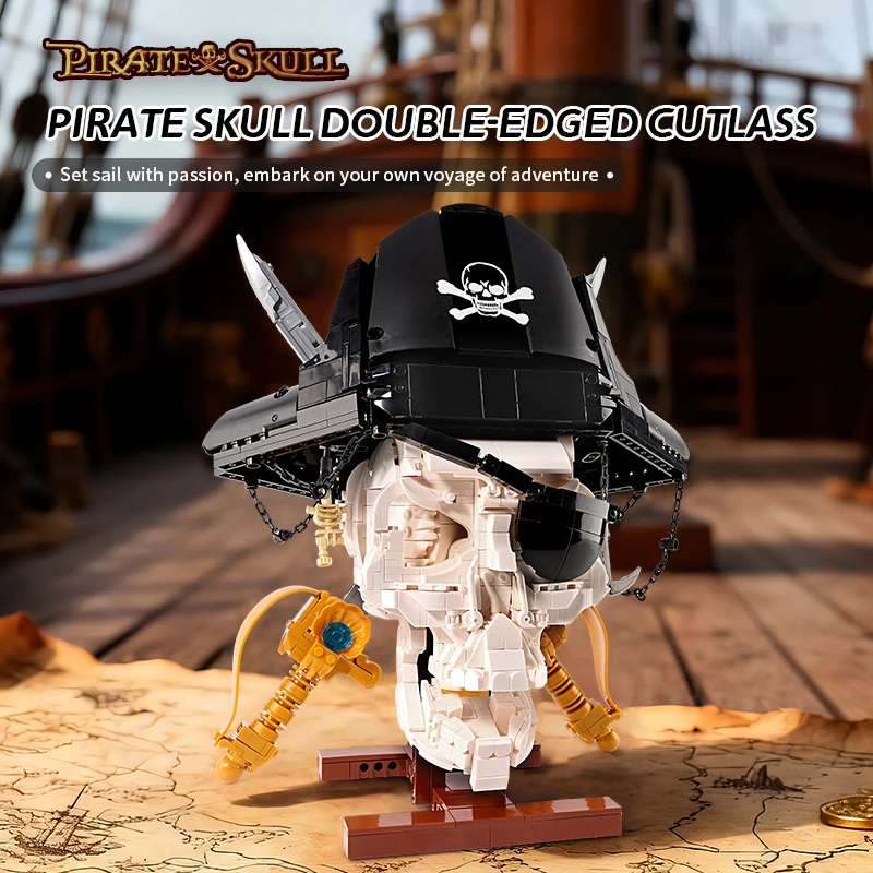 

Pirate Skull Model Assembled Desktop Toy Ornament Building Toy Educational Toy Building Blocks Children's Birthday Gift