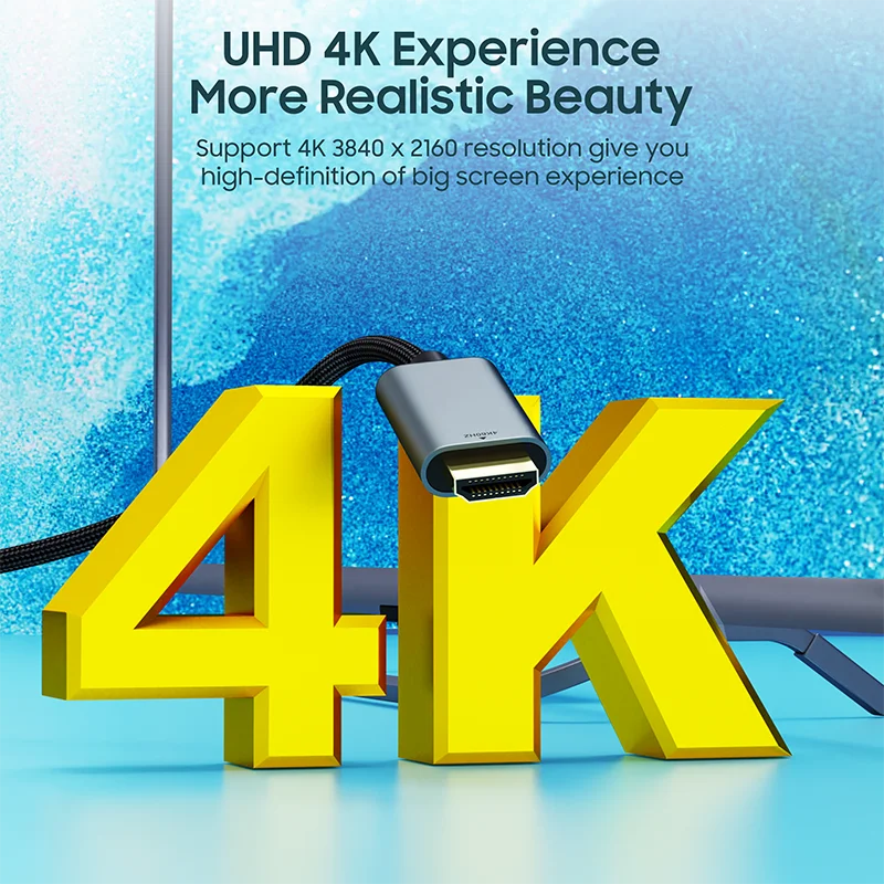 Adaptateur de câble Vothoon USB C vers HDMI 4K 60Hz câble USB Type C vers HDMI Thunderbolt 3 Compatible avec MacBook Pro Air iPad Pro