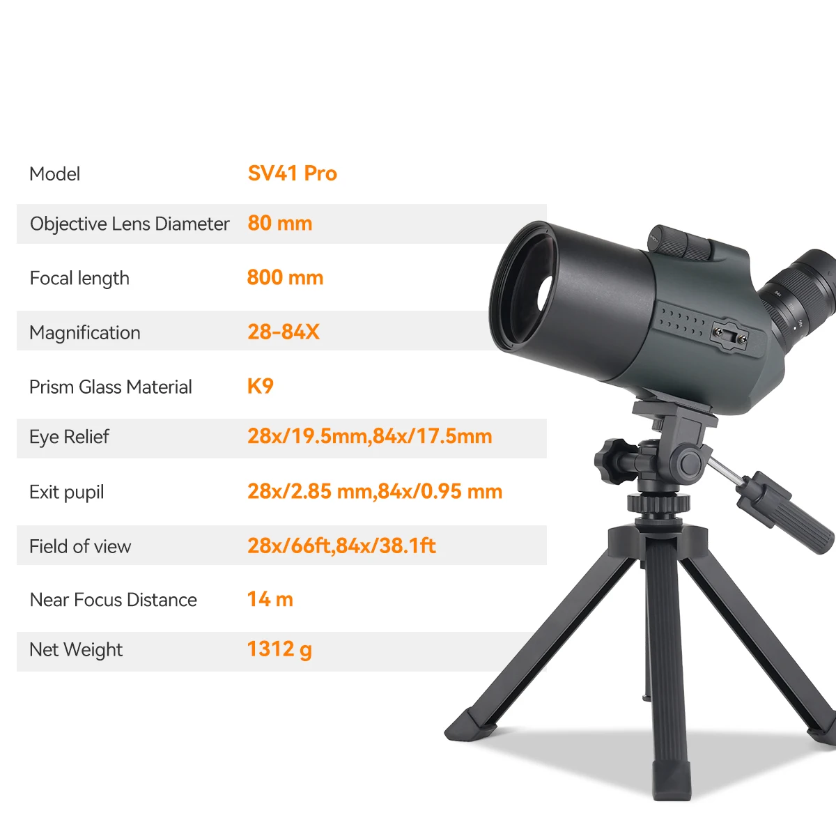 Svbony SV41Pro 28-84x80 Mak Teleskop-Spektiv mit Finder oder Kamera. Leistungsstarke wasserdichte FMC-Camp-Ausrüstung für die Sternenbeobachtung – Detail 23