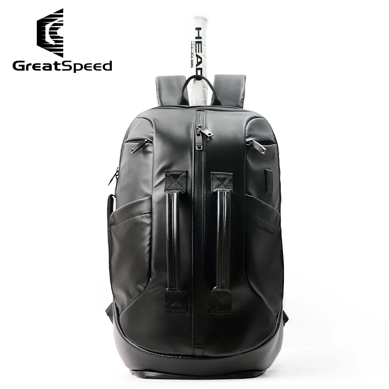 

Genuine GreatSpeed Tennis Racquet Backpack Black Shoes Compartment Squash Badminton Padel Tennis Bag 2R Portable Tennis Handbag