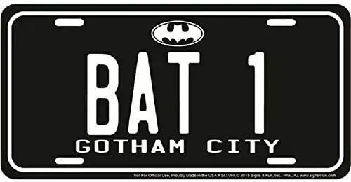 

Metal Tin Sign Wall Hanging Decoration Plaque Sign License Plate Tag, Bat 1 Gotham City Metal Novelty License Plate Tag