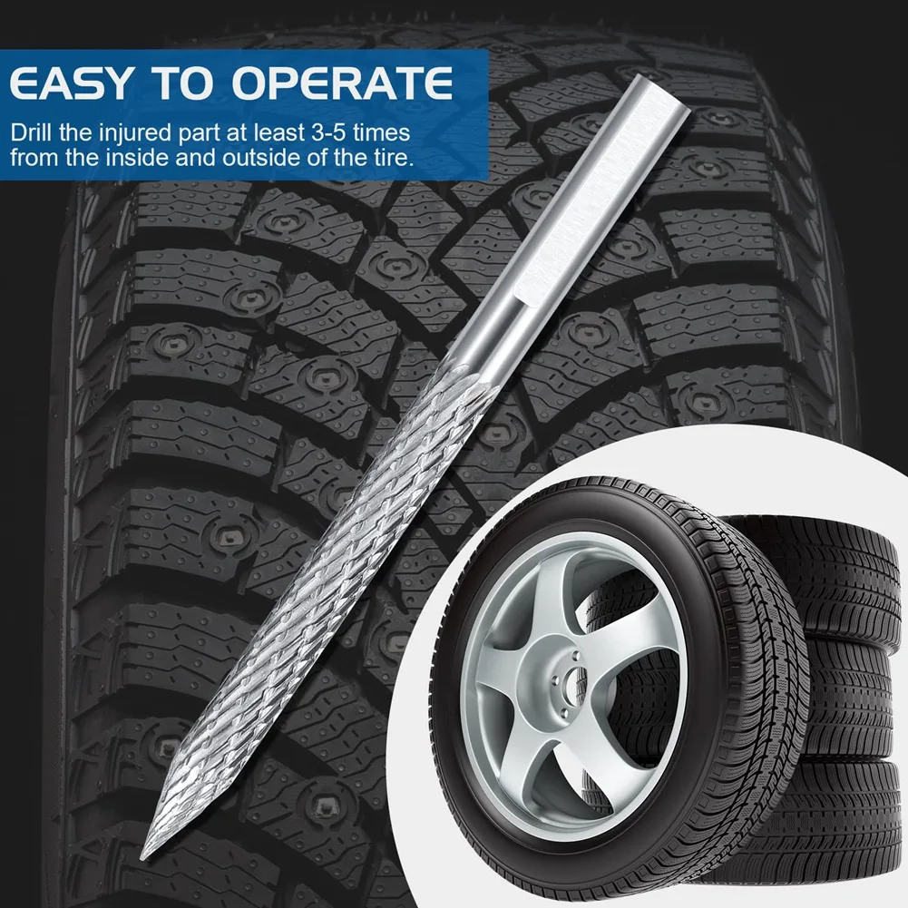 다양한 크기의 타이어 수리 카바이드 버 드릴 비트, 타이어 패치 플러그 커터, 와이어 커터 리머 드릴, 5 팩