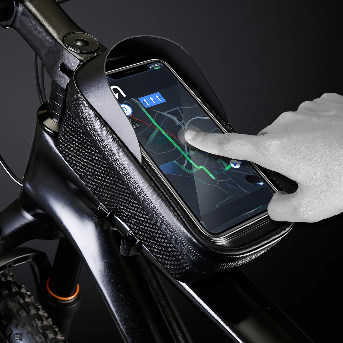 Bicycle Phone Bag Waterproof Bike Bag Waterproof Eva Hard Shell Bike Phone Bag for Cycling Touchscreen Front Frame for Road