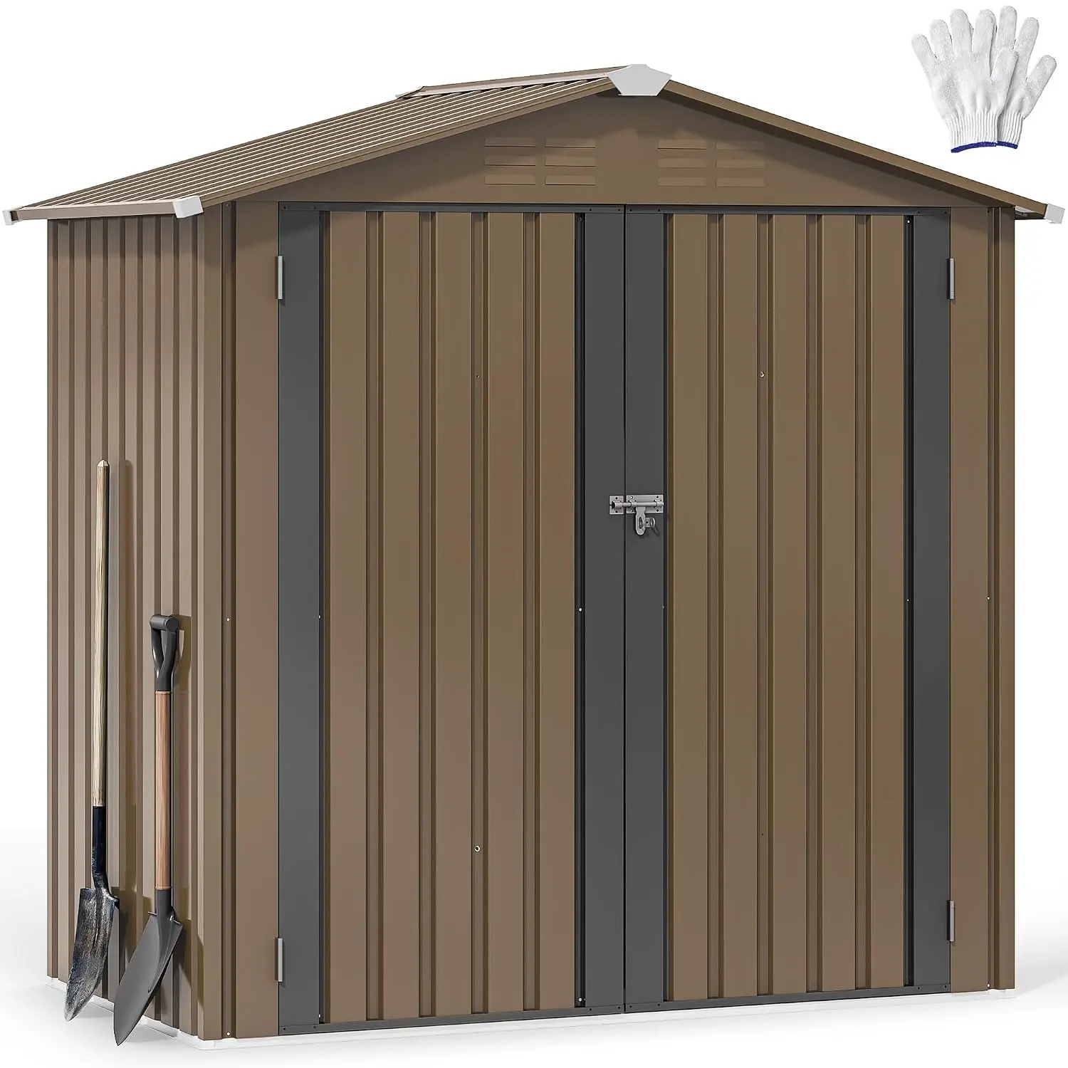 6x4ft Metal Outdoor Storage Shed, Waterproof Tool Shed Heavy-Duty Storage Unit with Lockable Door and Vents, Ideal for, Custom