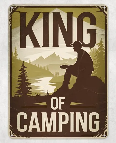 King of Camping Camp Tent Metal Poster Wall Tin Sign Man Cave Shed Home Plaque --Tin Sign