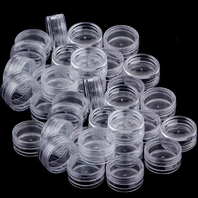 10/20/30/50Pcs Empty Plastic Bottle Jewelry Bead Refillable Bottles Small Round Cosmetic Container Storage Jars Portable Box