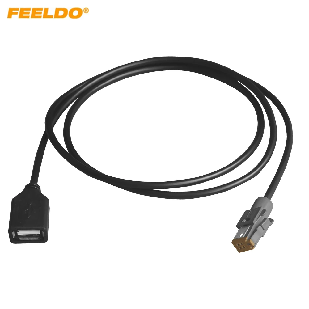 

FEELDO Car Auto 4Pin Big Screen Changer USB Cable For Toyota Models Audio Radio USB Plug Adapter Wiring