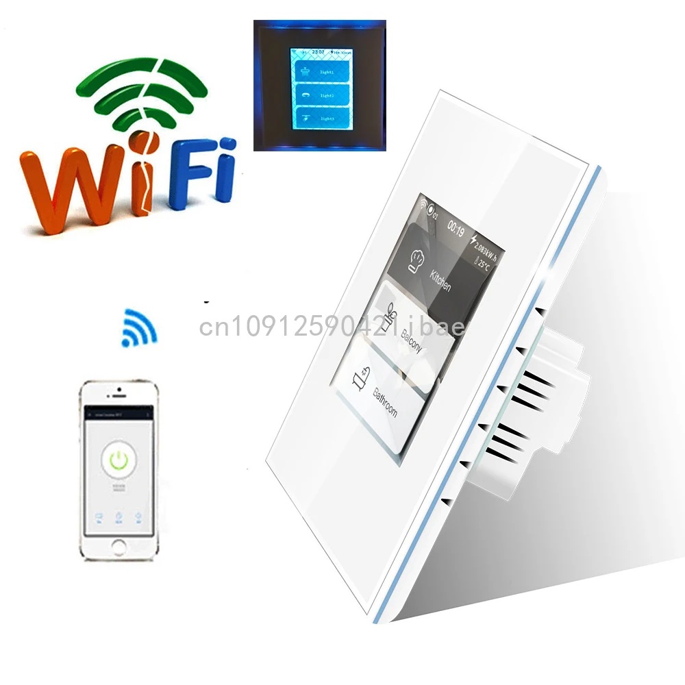 

New Design Apple HomeKit Smart Home Electrical Wall Switch And Socket OEM WiFi LCD Touch Light Switch Support Alexa Google Home