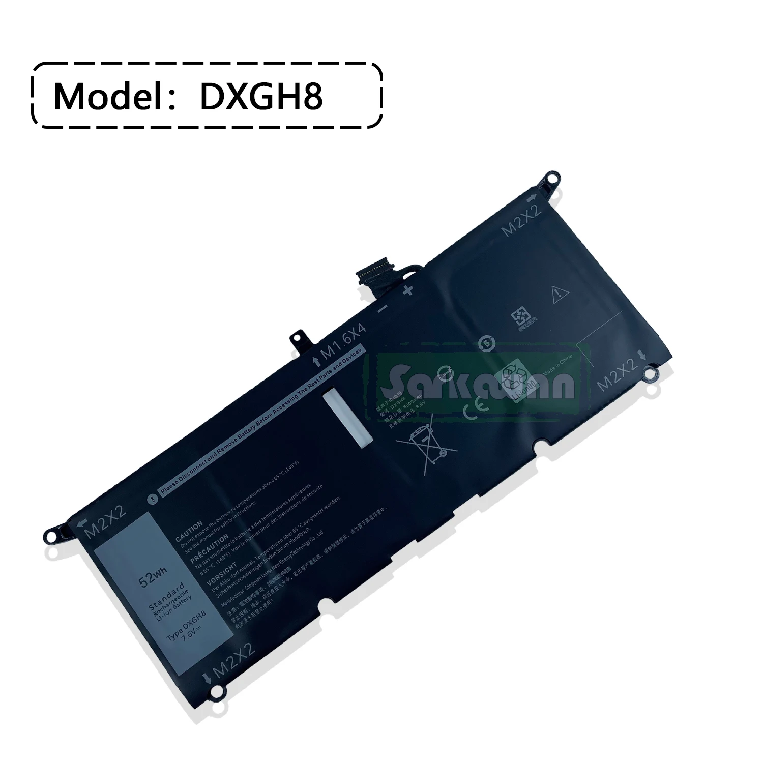 Imagem -02 - Sarkawnn 7.6v 52wh Dxgh8 Xps135390 Hk6n5 Bateria do Portátil para Dell Xps 9370 9380