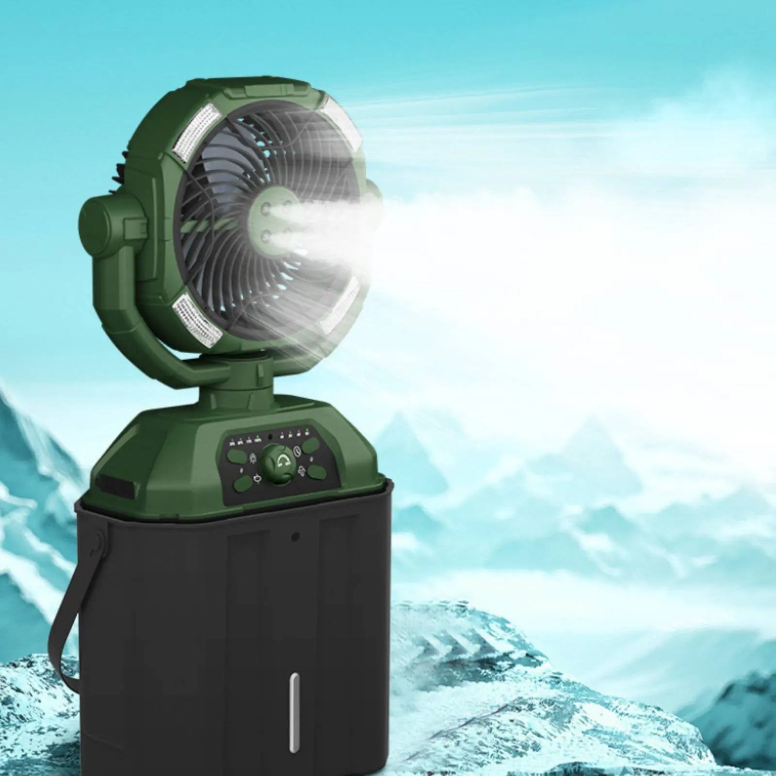 Outdoor Misting Fan with Water Reservoir Long Battery Life Hanging Tent Fan with Wireless Controller Foldable Air Cooling