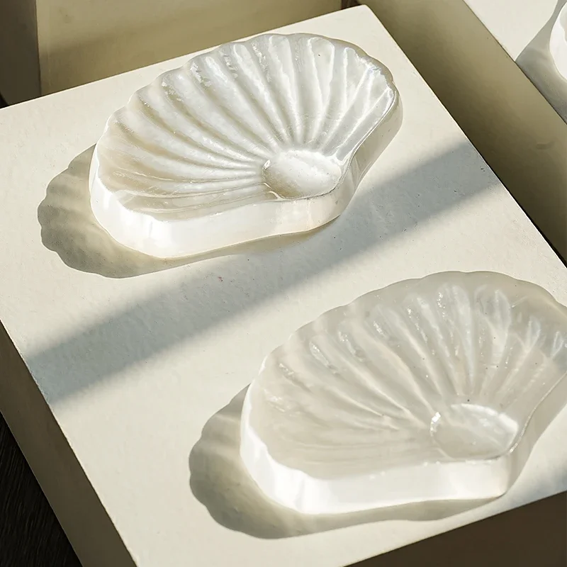 Natural Moroccan Crystal Shell Bowl Rough Stone Polished Crystal Plate Jewelry Tray Photo Props
