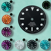 28.5mm S Logo SUB Sunburst Dial Fit NH35/NH36 Japanese Movement Green Luminous High-Quality Watch Modification Accessories
