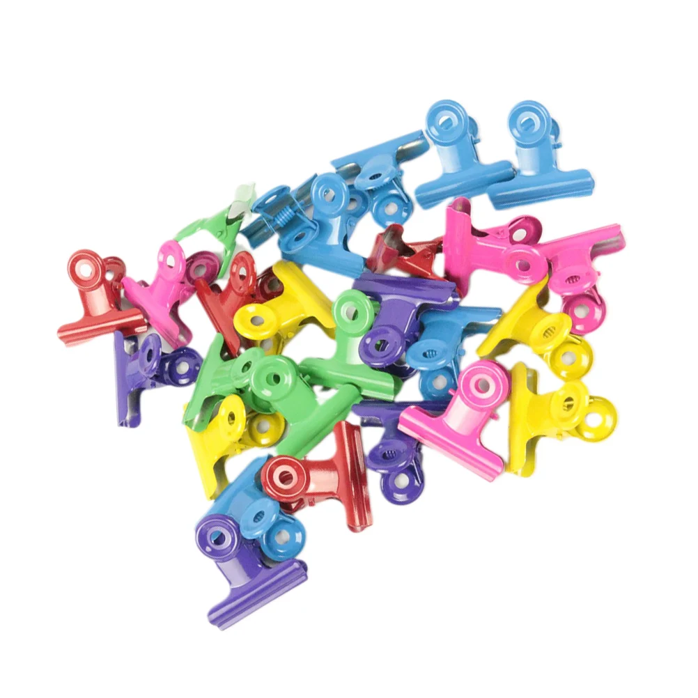 

24 Pcs Color Clips Metal Paper Clamp for Binder Cling Document Trumpet Stationery Big