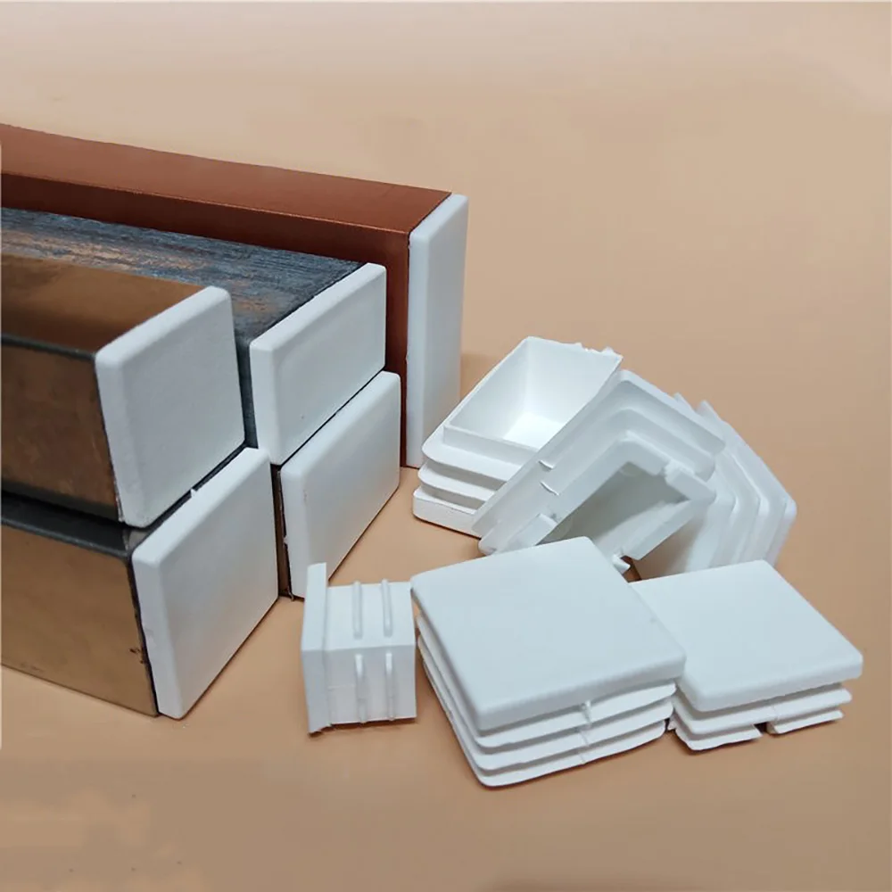 20/10/4/2pcs Square Rectangle White Plastic Inner Plug Furniture Leveling Plugs Chair Table Leg Cover Cap Socks Blanking End Cap