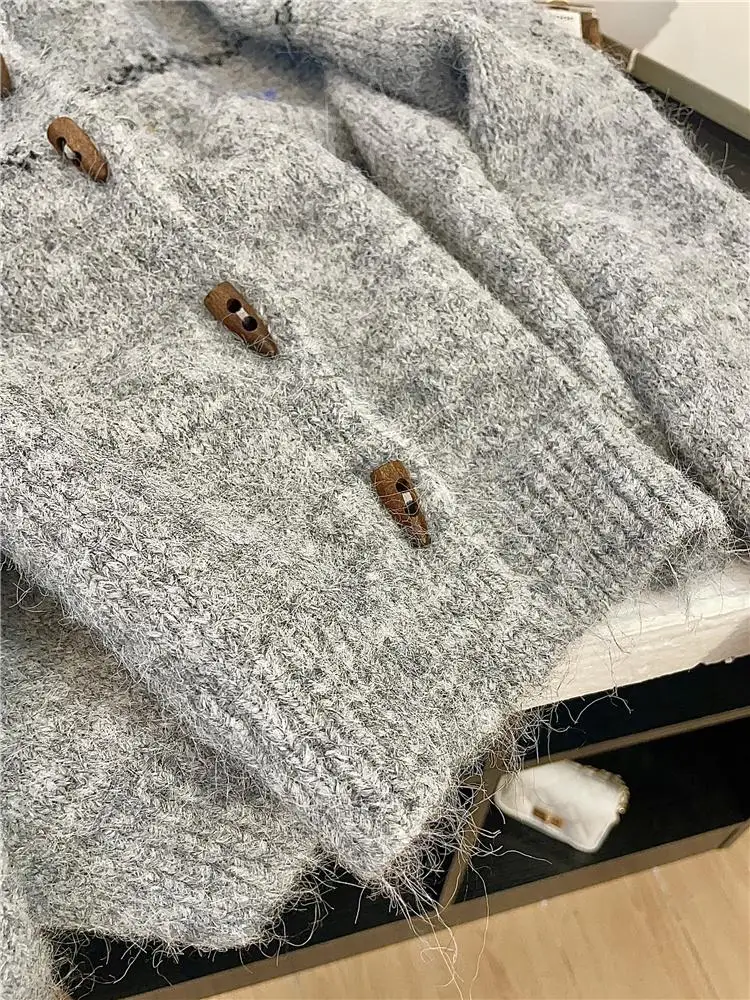 يا لينة مريحة المرأة محبوك سترة معطف فضفاض مطرز كسول Sle الخريف الشتاء جديد وصول زر حتى سترة أعلى #5