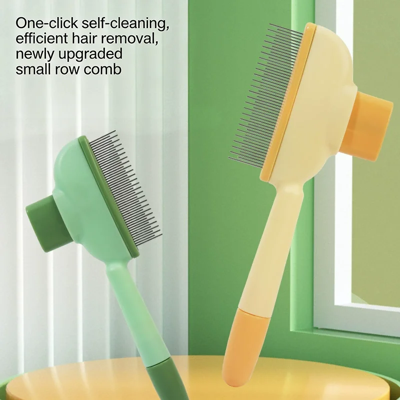 Pet Hair Remover Brush One Button Self Cleaning Dog Cat Comb Massage Grooming Brush Effective Shedding Hair Removal Tool