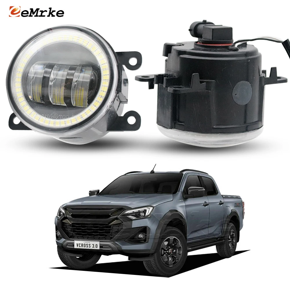 Upgrade Led Fog Lamp DRL For Isuzu D-max V-cross Hi-lander 2024 2025 2026 Angel Eye Front Bumper Daytime Running Lights