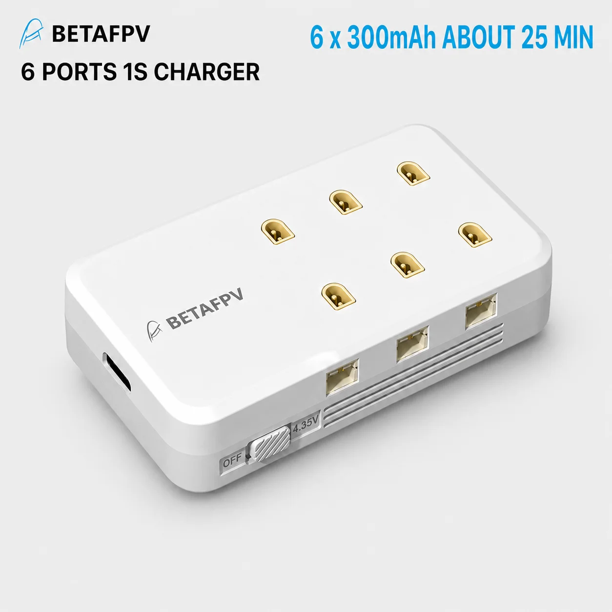 BETAFPV 6 Ports 1S Battery Charger BT2.0 PH2.0 Type-C 30W LiHV Fast Charger for Whoop Tinywhoop Micro FPV Drone Battery Kit Set.