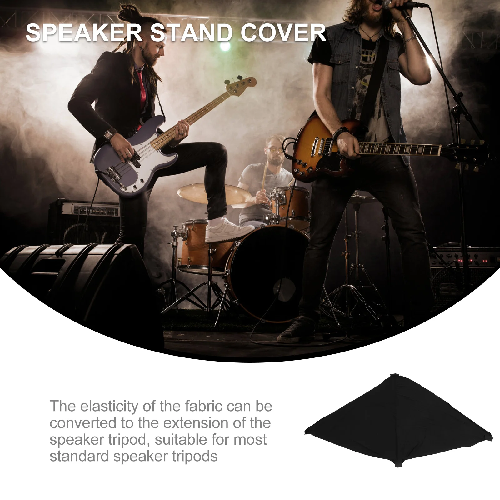 

1pc Speaker Stand Cover Black Portable Shading Cover Adjustable Durable Stage Accessory For Live Show Band Use