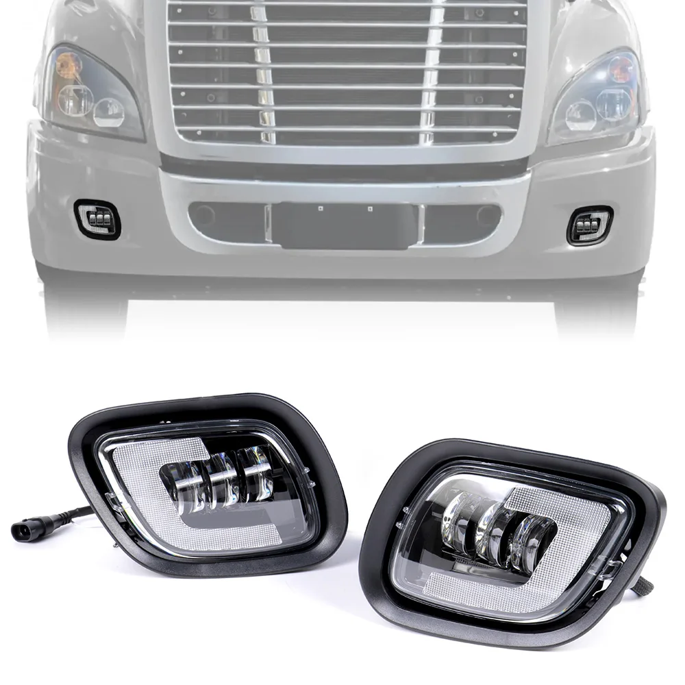 LED Bumper Fog Lamp For Freightliner Cascadia 2008 2009-2017 Semi Truck H11 Bulb Driving Lights Assembly W/ DRL A06-51909-000