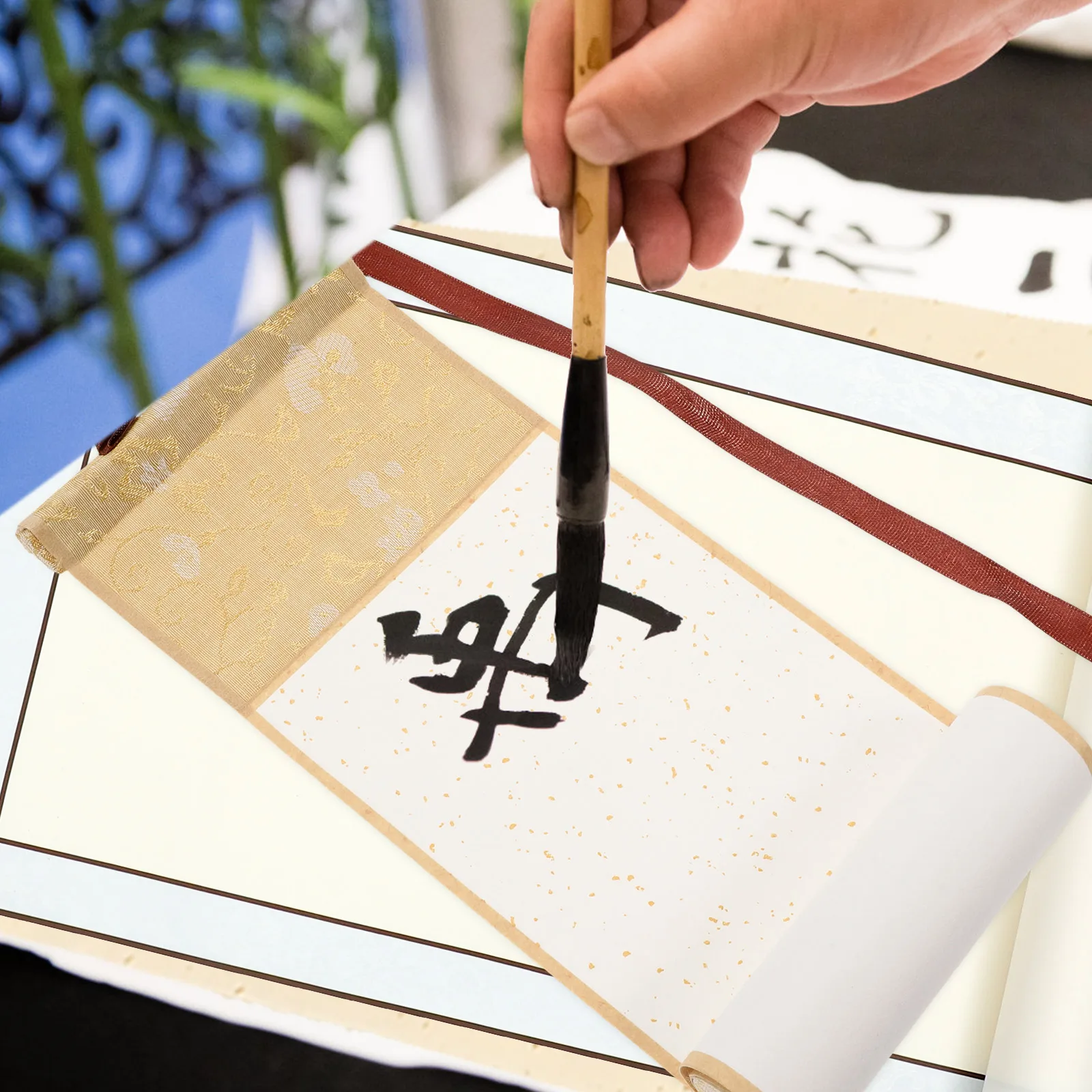 

Premium Xuan Blank For Calligraphy Chinese Painting Hanging Wall Art With Wooden Rods Multi-Use Rice Paper Blank Mounting