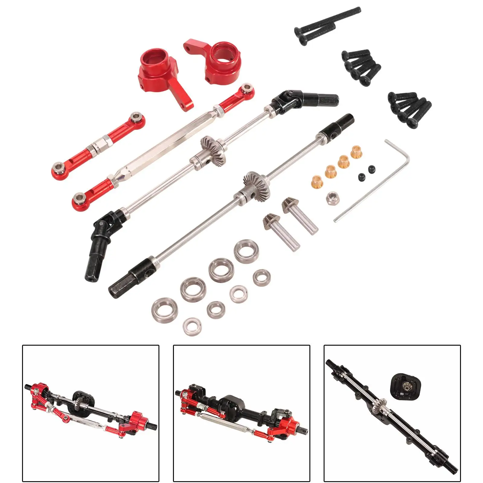 Metal Gear Front Rear Axle Assembly Wearproof Easy Installation Remote Control Car Parts for MN98V2 MN99sv2 1/12 MN78 MN82 LC79