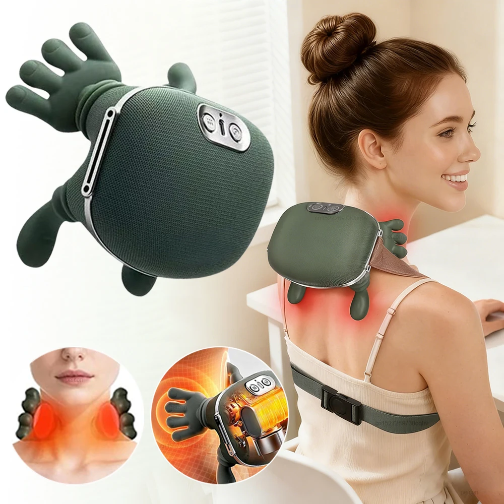 

Массажер для шеи с подогревом, массаж шеи, электрический массажер для мышц для облегчения боли в шее, портативный массажер для шеи и плеч