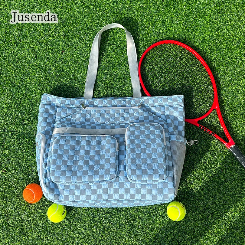 Badminton Tennis Racket Bag, Single Shoulder Sports Fitness Bag, Outdoor Large Storage Hand-Held Tote Bag with Shoe Compartment